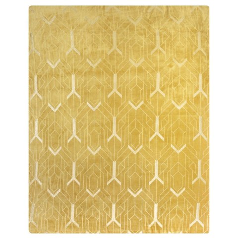Koc narzuta z mikrofibry 150x200 Ginko 4 miodowy zdobiony srebrnym wzorem geometrycznym Eurofirany Koc narzuta z mikrofibry 150x200 Ginko 4 miodowy zdobiony srebrnym wzorem geometrycznym Eurofirany