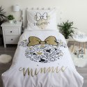 Pościel bawełniana 140x200 Minnie Gold Mini Myszka 8339 kokardy poszewka 70x90 biała beżowa Pościel bawełniana 140x200 Minnie Gold Mini Myszka 8339 kokardy poszewka 70x90 biała beżowa