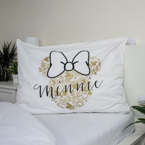 Pościel bawełniana 140x200 Minnie Gold Mini Myszka 8339 kokardy poszewka 70x90 biała beżowa Pościel bawełniana 140x200 Minnie Gold Mini Myszka 8339 kokardy poszewka 70x90 biała beżowa