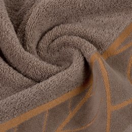 Ręcznik 50x90 Alisma 2 brązowy jasny liście 500g/m2 frotte Limited Collection Eurofirany