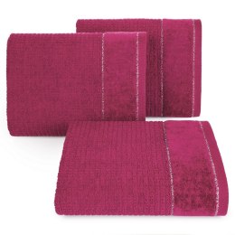 Ręcznik Glory 2 30x50 amarantowy z welurową bordiurą i srebrną nicią 500g/m2 frotte Eurofirany