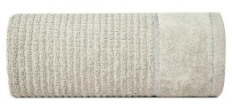 Ręcznik Glory 2 50x90 beżowy z welurową bordiurą i srebrną nicią 500g/m2 frotte Eurofirany
