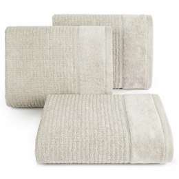 Ręcznik Glory 2 50x90 beżowy z welurową bordiurą i srebrną nicią 500g/m2 frotte Eurofirany