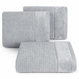Ręcznik Glory 2 50x90 stalowy z welurową bordiurą i srebrną nicią 500g/m2 frotte Eurofirany