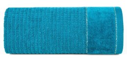 Ręcznik Glory 2 70x140 turkusowy ciemny z welurową bordiurą i srebrną nicią 500g/m2 frotte Eurofirany