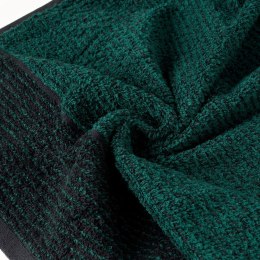 Ręcznik Leon 30x50 czarny turkusowy z żakardowym wzorem w paski frotte 500g/m2 Eurofirany