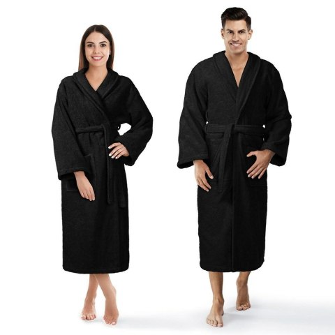 Szlafrok frotte Prestiż XXL czarny bawełniany hotelowy 450g/m2 Szlafrok frotte Prestiż XXL czarny bawełniany hotelowy 450g/m2