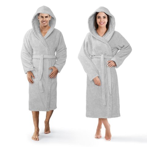 Szlafrok z kapturem frotte Robin XXL szary bawełniany hotelowy 450g/m2 Szlafrok z kapturem frotte Robin XXL szary bawełniany hotelowy 450g/m2