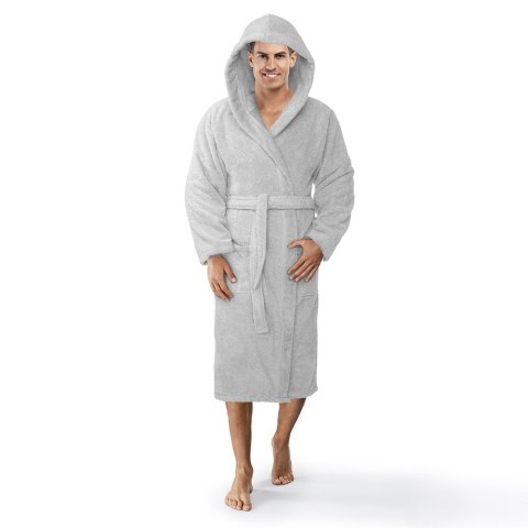 Szlafrok z kapturem frotte Robin XXL szary bawełniany hotelowy 450g/m2 Szlafrok z kapturem frotte Robin XXL szary bawełniany hotelowy 450g/m2