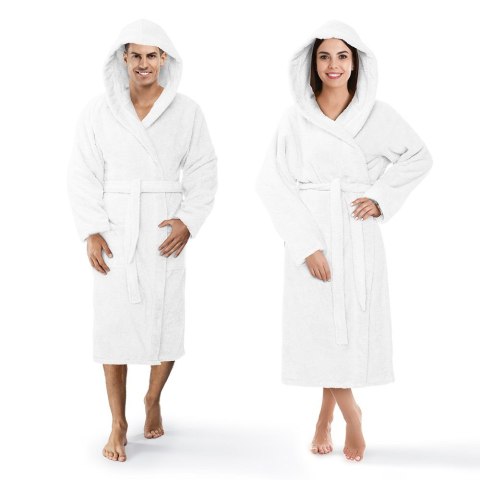 Szlafrok z kapturem frotte Robin XS biały bawełniany hotelowy 450g/m2 Szlafrok z kapturem frotte Robin XS biały bawełniany hotelowy 450g/m2