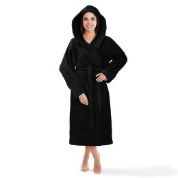 Szlafrok z kapturem frotte Robin XS czarny bawełniany hotelowy 450g/m2