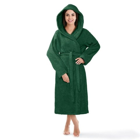 Szlafrok z kapturem frotte Robin XS zielony butelkowy bawełniany hotelowy 450g/m2 Szlafrok z kapturem frotte Robin XS zielony butelkowy bawełniany hotelowy 450g/m2