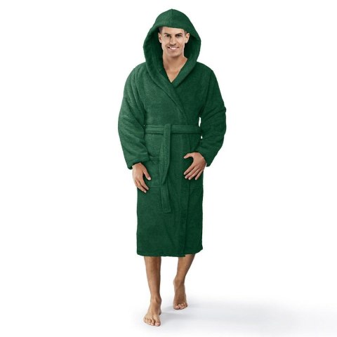 Szlafrok z kapturem frotte Robin XS zielony butelkowy bawełniany hotelowy 450g/m2 Szlafrok z kapturem frotte Robin XS zielony butelkowy bawełniany hotelowy 450g/m2