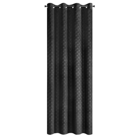 Zasłona 140x250 Julia czarna gotowa na przelotkach welurowa z wytłaczanym geometrycznym wzorem wachlarzy Eurofirany Zasłona 140x250 Julia czarna gotowa na przelotkach welurowa z wytłaczanym geometrycznym wzorem wachlarzy Eurofirany