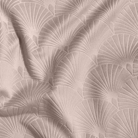 Zasłona 140x250 Julia pudrowa różowa gotowa na przelotkach welurowa z wytłaczanym geometrycznym wzorem wachlarzy Eurofirany Zasłona 140x250 Julia pudrowa różowa gotowa na przelotkach welurowa z wytłaczanym geometrycznym wzorem wachlarzy Eurofirany