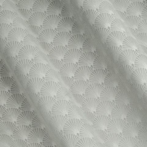 Zasłona 140x250 Julia srebrna gotowa na przelotkach welurowa z wytłaczanym geometrycznym wzorem wachlarzy Eurofirany Zasłona 140x250 Julia srebrna gotowa na przelotkach welurowa z wytłaczanym geometrycznym wzorem wachlarzy Eurofirany