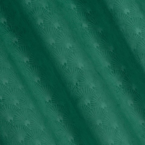 Zasłona 140x250 Julia zielona ciemna gotowa na przelotkach welurowa z wytłaczanym geometrycznym wzorem wachlarzy Eurofirany Zasłona 140x250 Julia zielona ciemna gotowa na przelotkach welurowa z wytłaczanym geometrycznym wzorem wachlarzy Eurofirany