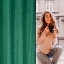 Zasłona 140x250 Julia zielona ciemna gotowa na przelotkach welurowa z wytłaczanym geometrycznym wzorem wachlarzy Eurofirany Zasłona 140x250 Julia zielona ciemna gotowa na przelotkach welurowa z wytłaczanym geometrycznym wzorem wachlarzy Eurofirany