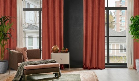 Zasłona 140x250 Lili mahoniowa gotowa na przelotkach welurowa z efektownym falującym wytłoczeniem Eurofirany Zasłona 140x250 Lili mahoniowa gotowa na przelotkach welurowa z efektownym falującym wytłoczeniem Eurofirany