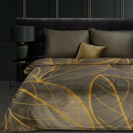 Koc narzuta z mikrofibry 150x200 Alisma 2 brązowy beżowy liście Limited Collection Eurofirany