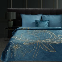 Narzuta dekoracyjna 170x210 Lotos 7 granatowa złota kwiat lotosu welurowa Limited Collection Eurofirany