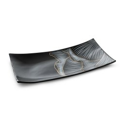 Patera ceramiczna 30x15x4 Peonia 2 czarna popielata peonie kwiaty dekoracyjna Eurofirany
