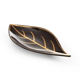 Patera ceramiczna 33x17x4 Alisma 2 brązowa złota liść dekoracyjna Eurofirany