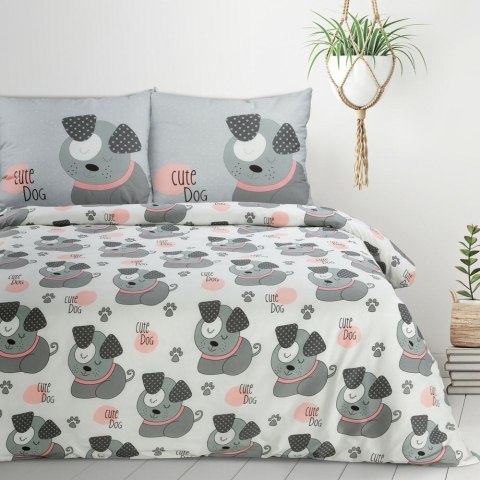 Pościel bawełniana 160x200 Kids 07 biała szara pieski Design 91 Pościel bawełniana 160x200 Kids 07 biała szara pieski Design 91
