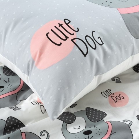 Pościel bawełniana 160x200 Kids 07 biała szara pieski Design 91 Pościel bawełniana 160x200 Kids 07 biała szara pieski Design 91