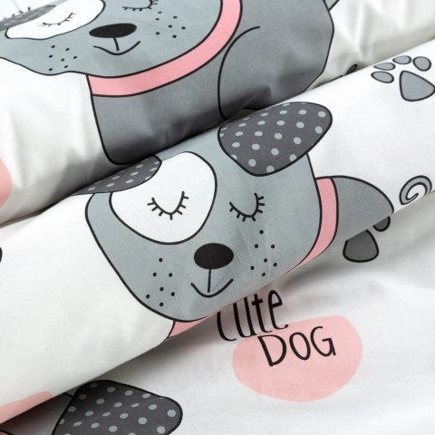 Pościel bawełniana 160x200 Kids 07 biała szara pieski Design 91 Pościel bawełniana 160x200 Kids 07 biała szara pieski Design 91