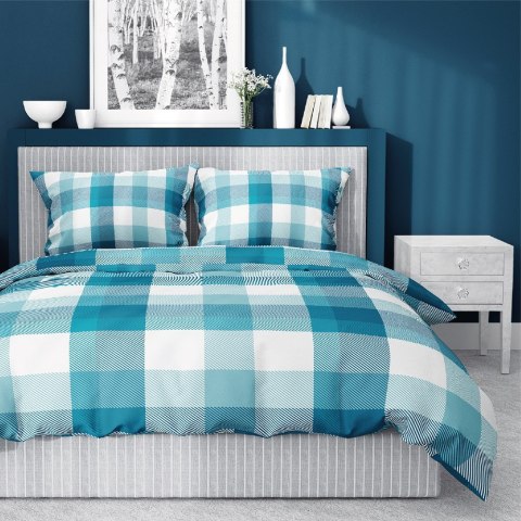 Pościel bawełniana 220x200 kratka 3652 B turkusowa morska Bawełna 1 Pościel bawełniana 220x200 kratka 3652 B turkusowa morska Bawełna 1