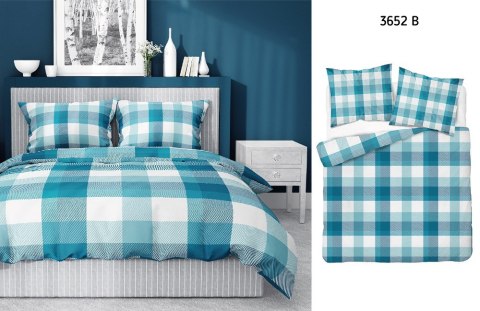 Pościel bawełniana 220x200 kratka 3652 B turkusowa morska Bawełna 1 Pościel bawełniana 220x200 kratka 3652 B turkusowa morska Bawełna 1
