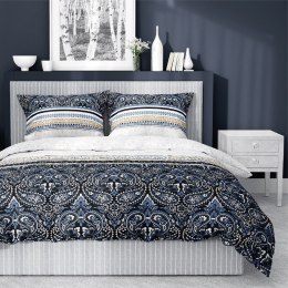 Pościel satynowa 140x200 3825 B Ornamenty niebieska czarna biała oreintalna Home Satin 4