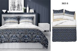Pościel satynowa 140x200 3825 B Ornamenty niebieska czarna biała oreintalna Home Satin 4