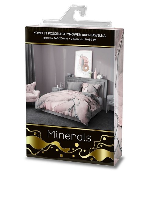 Pościel satynowa 160x200 Minerals 002 minerały pudrowa różowa szara dwustronna Pościel satynowa 160x200 Minerals 002 minerały pudrowa różowa szara dwustronna