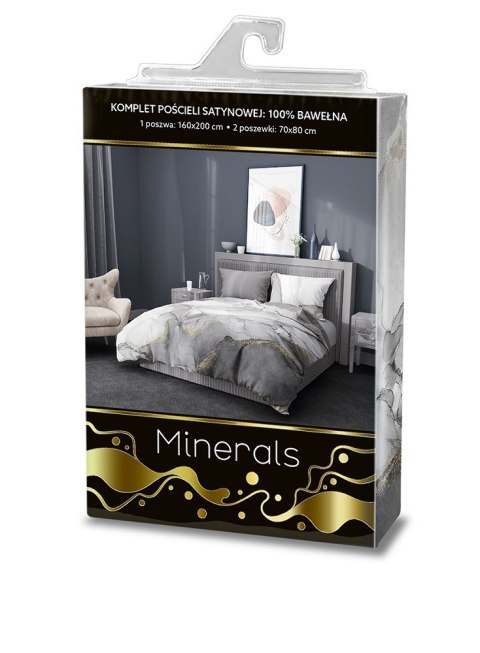 Pościel satynowa 160x200 Minerals 004 minerały biała szara złota grafitowa dwustronna Pościel satynowa 160x200 Minerals 004 minerały biała szara złota grafitowa dwustronna