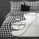 Pościel satynowa 160x200 Premium 9 Pepitka twarz czarna biała kratka geometria Eurofirany Pościel satynowa 160x200 Premium 9 Pepitka twarz czarna biała kratka geometria Eurofirany