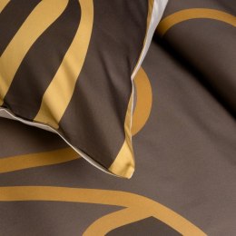 Pościel satynowa 220x200 Alisma 1 brązowa beżowa z naturalnej tkaniny z włóknem TENCEL o jedwabistym dotyku Limited Collection E