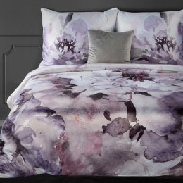Pościel satynowa kreszowana 220x200 Premium 12 fioletowa wrzosowa kwiaty oryginalnie gnieciona nie wymaga prasowania Eurofirany