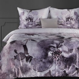 Pościel satynowa kreszowana 220x200 Premium 12 fioletowa wrzosowa kwiaty oryginalnie gnieciona nie wymaga prasowania Eurofirany