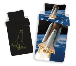 Pościel świecąca w ciemności 140x200 kosmos rakieta 7370 poszewka 70x90