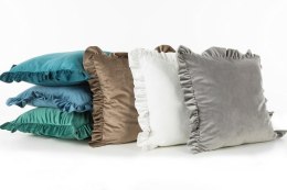 Poszewka dekoracyjna 45x45 Velvet 25 ceglasta welurowa falbanka Eurofirany