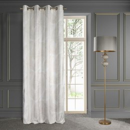Zasłona 140x250 Luna 2A biała szampańska liście welurowa gotowa na przelotkach Limited Collection Eurofirany