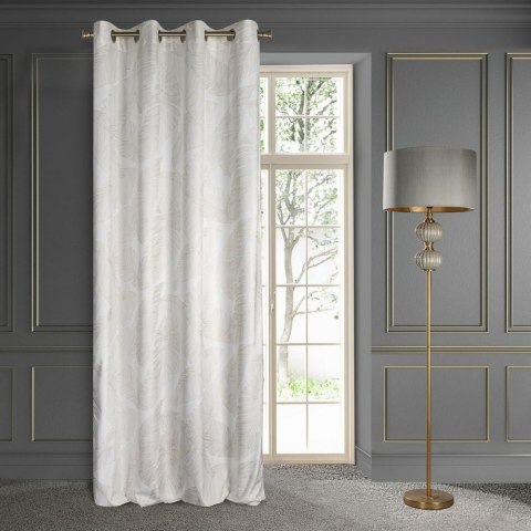 Zasłona 140x250 Luna 2A biała szampańska liście welurowa gotowa na przelotkach Limited Collection Eurofirany Zasłona 140x250 Luna 2A biała szampańska liście welurowa gotowa na przelotkach Limited Collection Eurofirany
