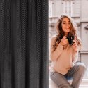 Zasłona 140x250 Lussi czarna gotowa na przelotkach welurowa z żakardowym wzorem Eurofirany