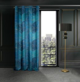Zasłona140x250 Lotos 2 granatowa czarna kwiat lotosu gotowa na przelotkach welurowa Limited Collection Eurofirany