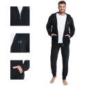 Dres męski 890 czarny M bawełniany rozpinany z kapturem Dres męski 890 czarny M bawełniany rozpinany z kapturem