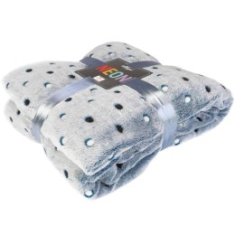 Koc narzuta z mikrofibry 150x200 navy granatowy groszki Neon 240g/m2