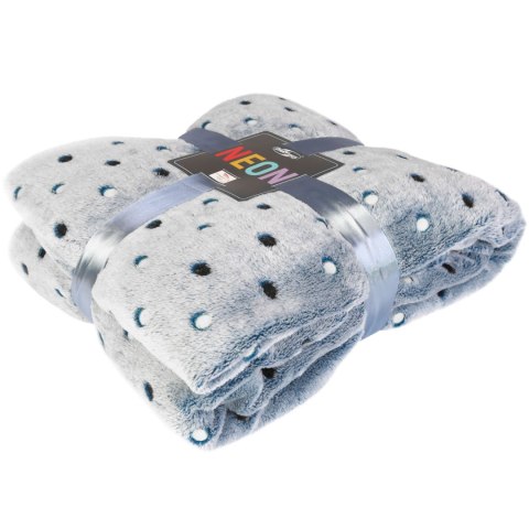 Koc narzuta z mikrofibry 150x200 navy granatowy groszki Neon 240g/m2 Koc narzuta z mikrofibry 150x200 navy granatowy groszki Neon 240g/m2