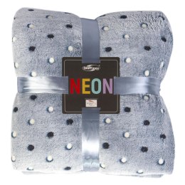 Koc narzuta z mikrofibry 150x200 navy granatowy groszki Neon 240g/m2